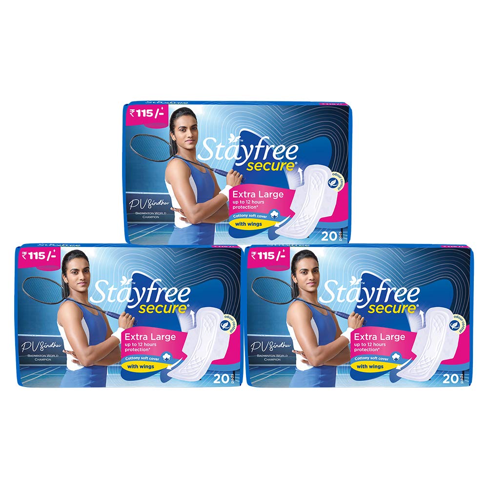 Stayfree Secure Extra Large Cottony Soft Cover Sanitary Pads For