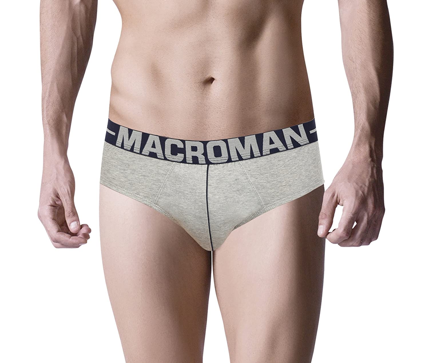 Macroman M – Series Men's 2-Pack Salsa V Cut Underwear Combed Cotton Brief  (Outer Elastic) M Black Melange - Humarabazar