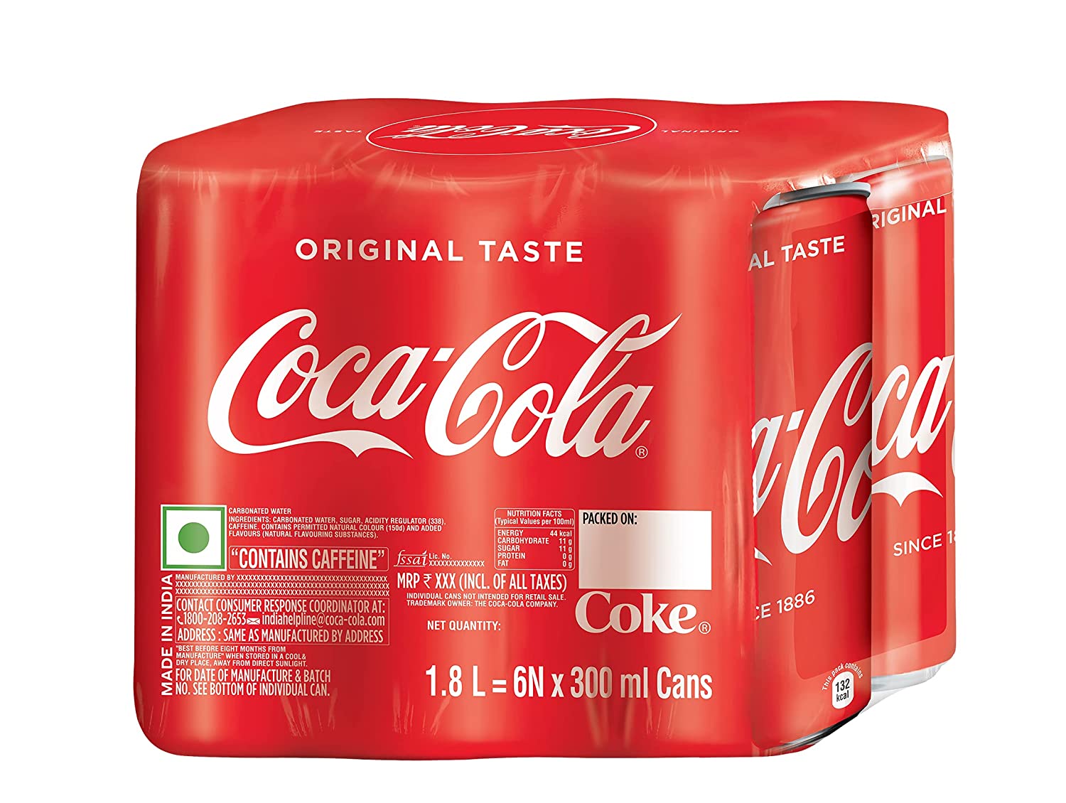 Coca-Cola Original Taste Soft Drink Can, 300 ml (Pack of 6) - Humarabazar