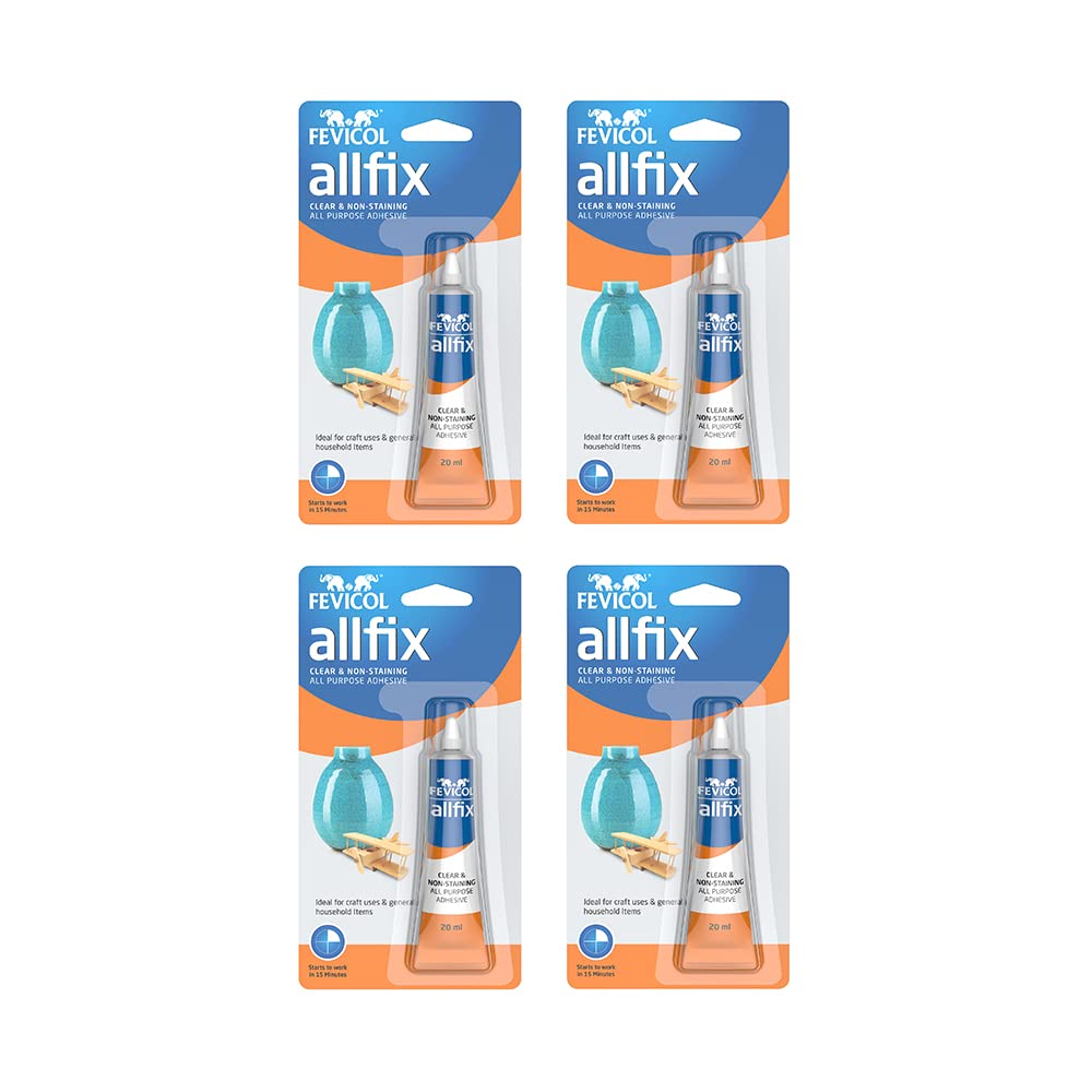 Fevicol Allfix Clear and Non-Staining All Purpose Adhesive [20 ML] pack of 4