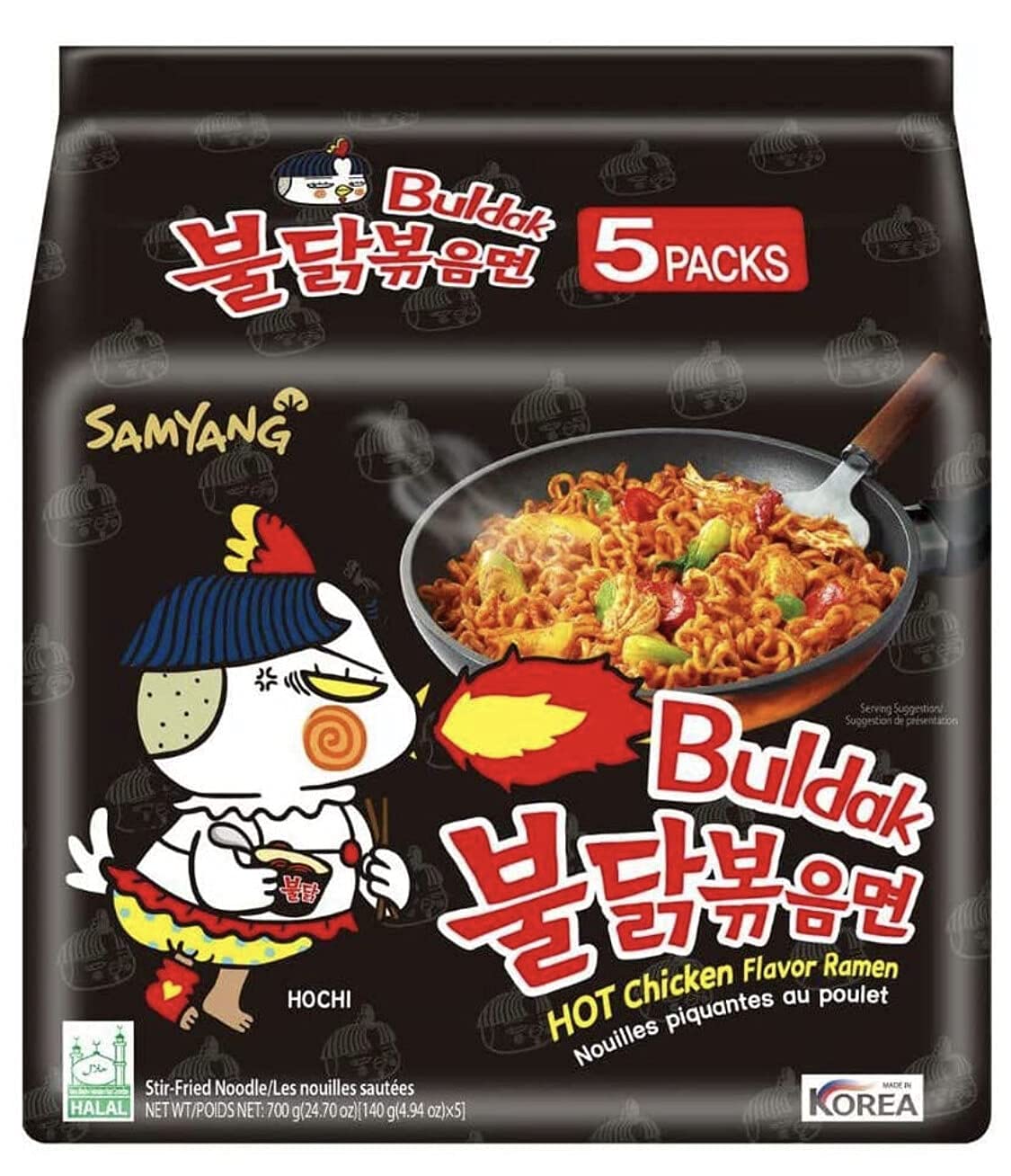 Samyang Hot Chicken Ramen Buldak Fire Noodles, 5 X 140 Grams - Humarabazar